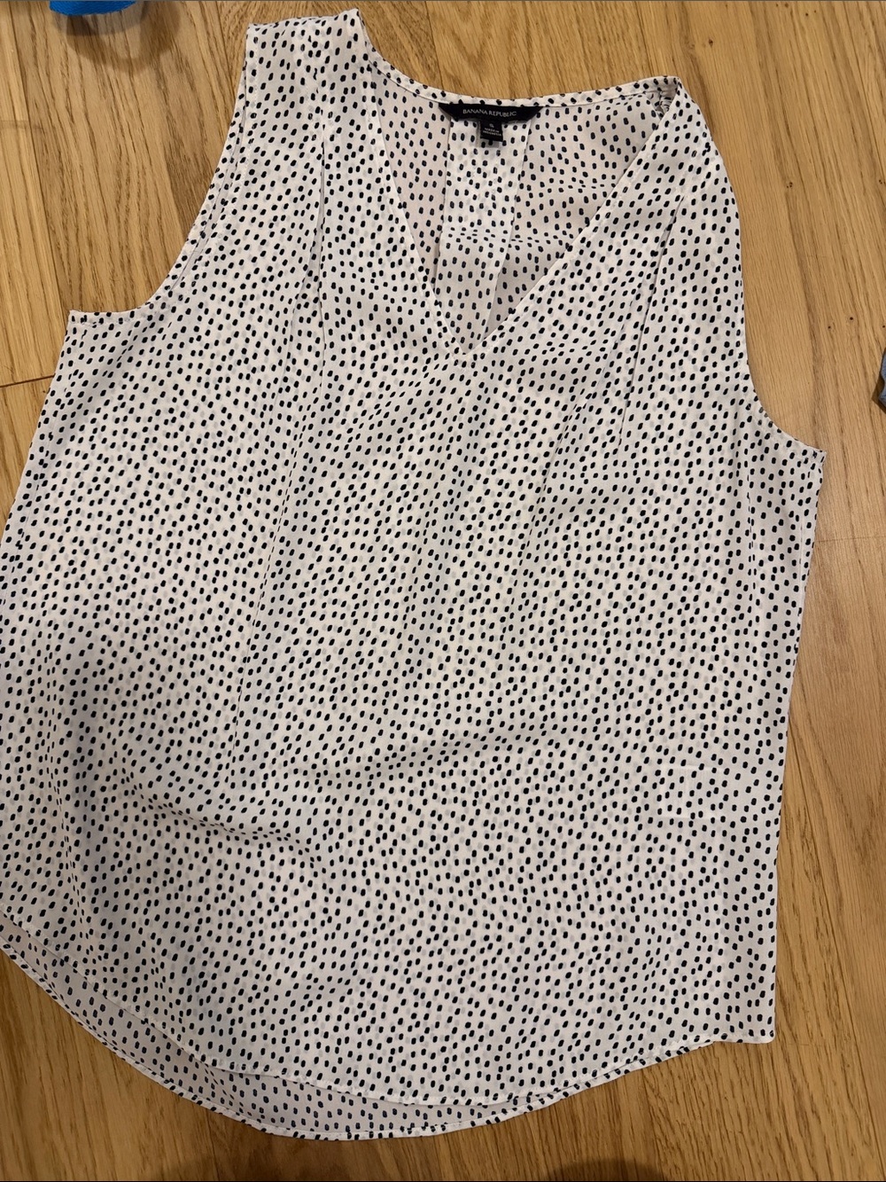 Banana Republic White Blouse with Black‎ Dot Print